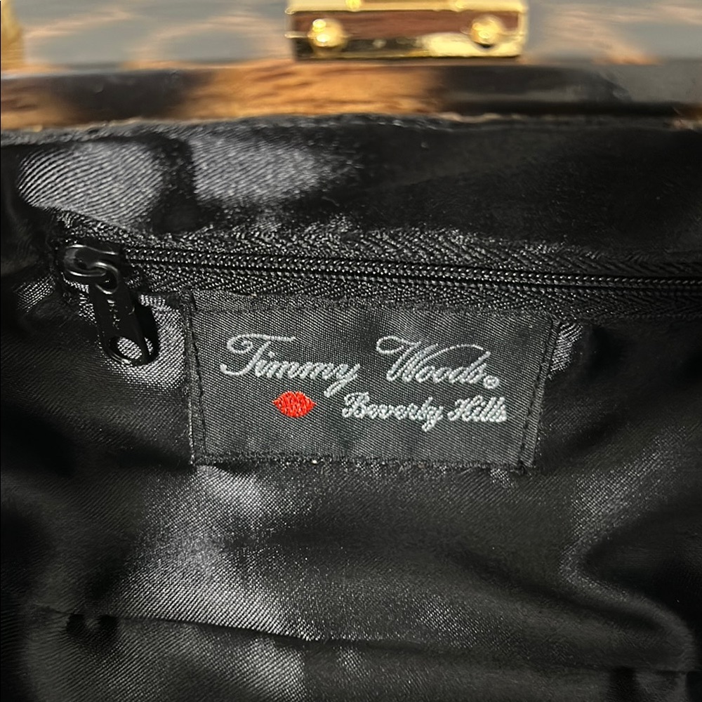 Timmy Woods Brown and Gold Clutch with Leopard Print - Picture 2 of 11